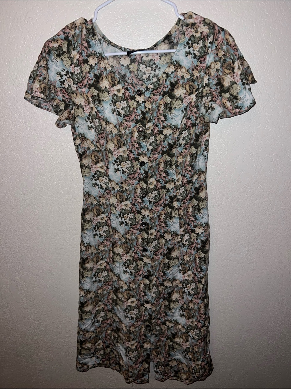 All That Jazz Light Blue Floral Button-Front dress